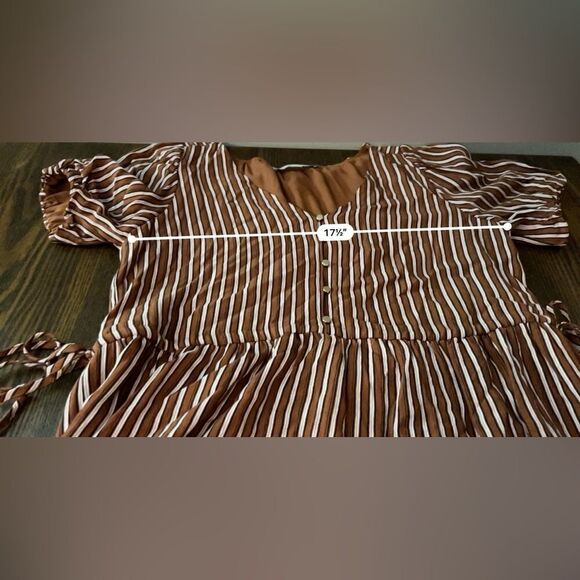 Loft striped dress with side ties boho Women’s size 4 V-neck - Picture 16 of 16